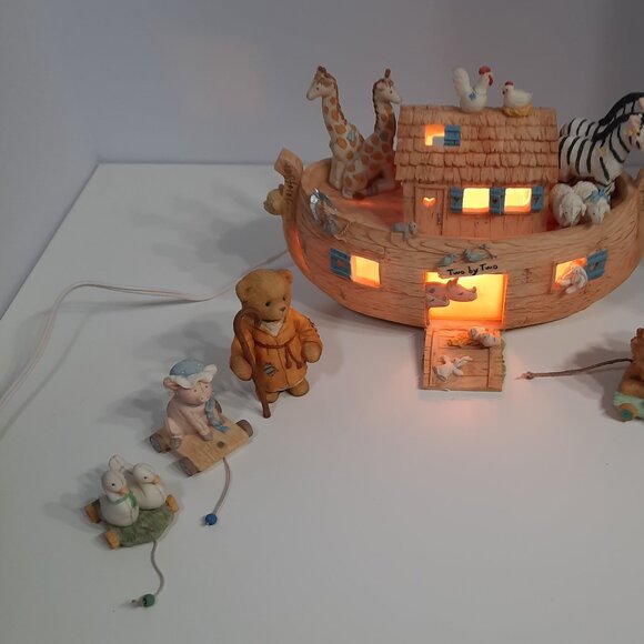 Cherished Teddies Noah’s Ark Lighted Set #100526 Open Box Like New Original Box - Picture 3 of 11